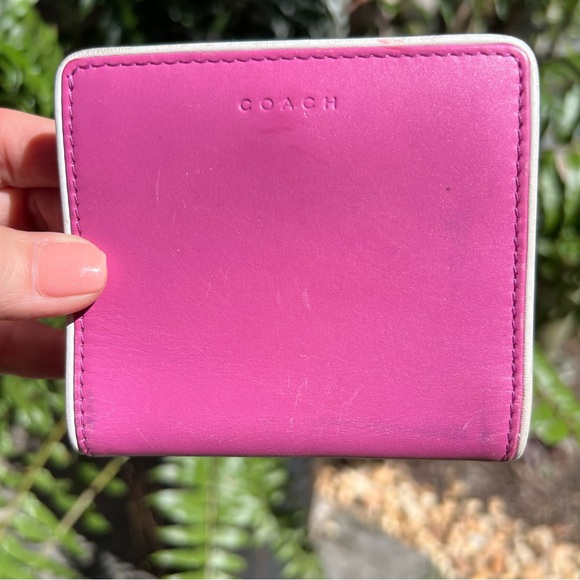Coach Handbags - COACH pink wallet with coin pocket 💗 half size bifold